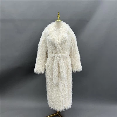 Naisten pitkä valkoinen tekoturkis